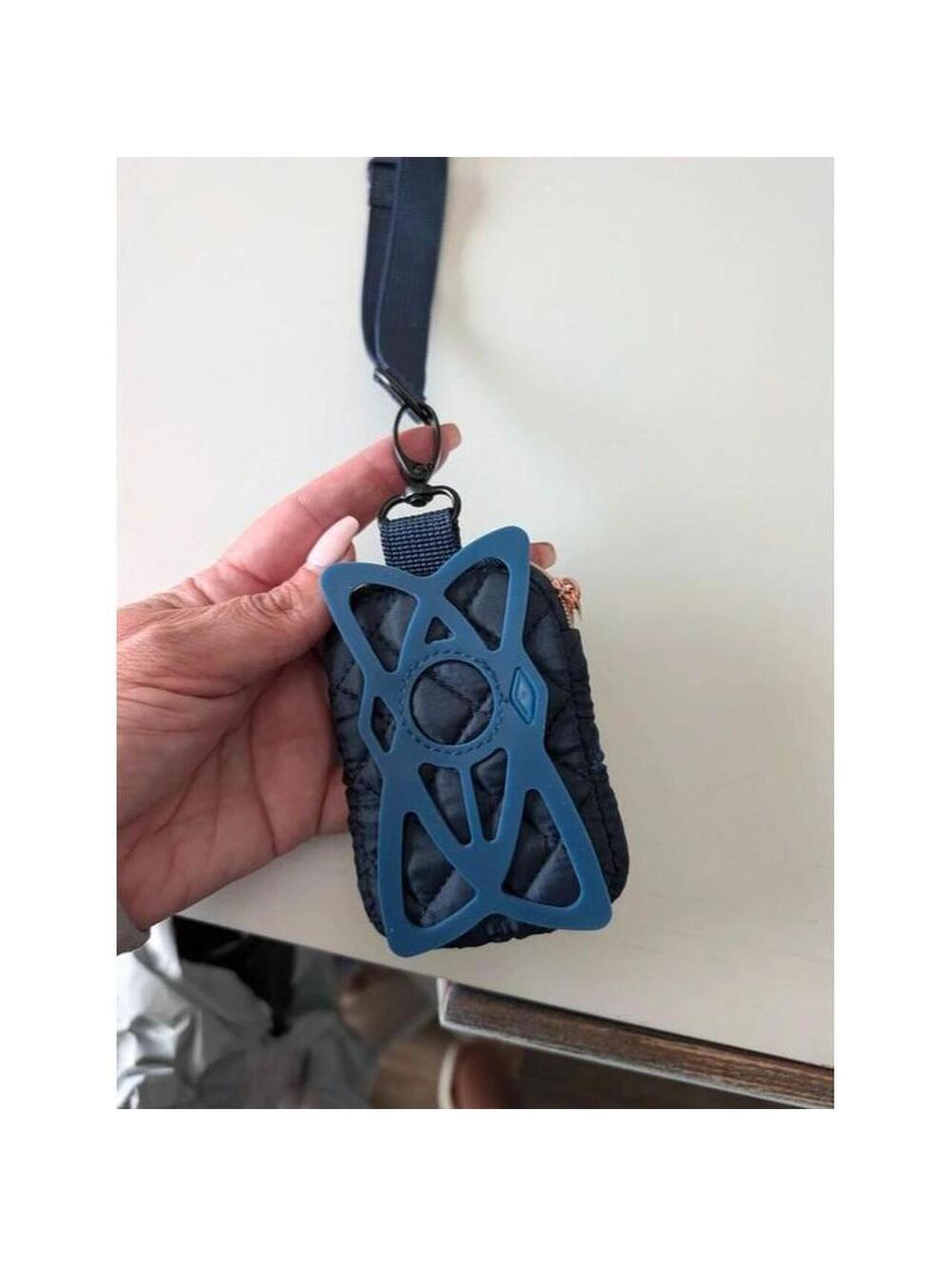 NEW Navy Blue Quilted Nylon Puffer Phone Crossbody Bag with Silicone Tech Grip